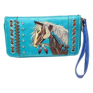 Zeris Dakota Horse Turquoise Embroidered Embellished Women's Wallet NWOT